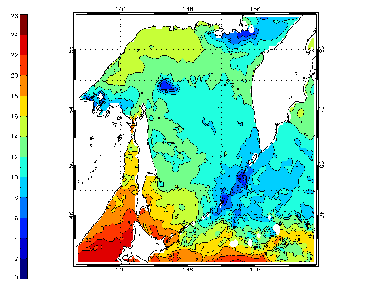 Карта температура воды японское море